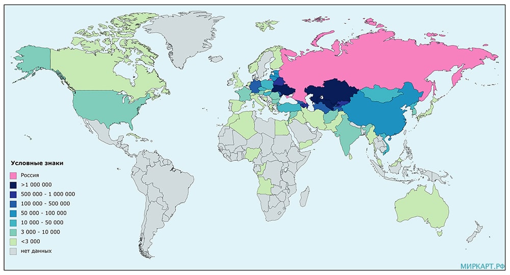 карта происхождение иммигрантов в россии